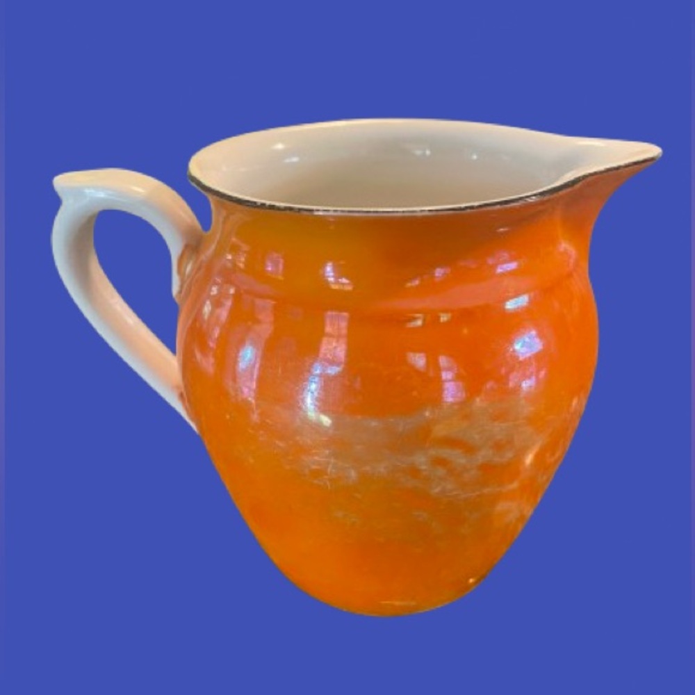 RKG orange lusterware jug, made in Czechoslovakia‎